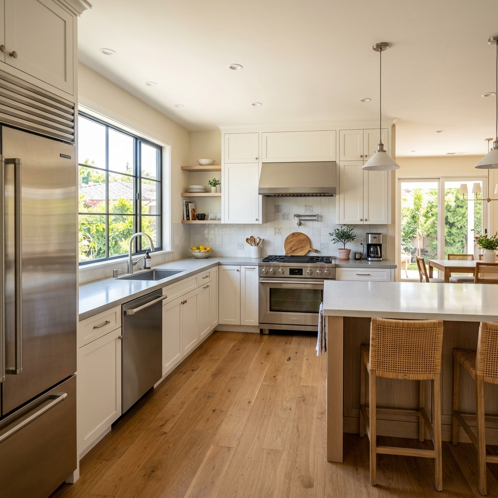 Residential kitchen with modern appliances in a Panorama City, California home in the San Fernando Valley