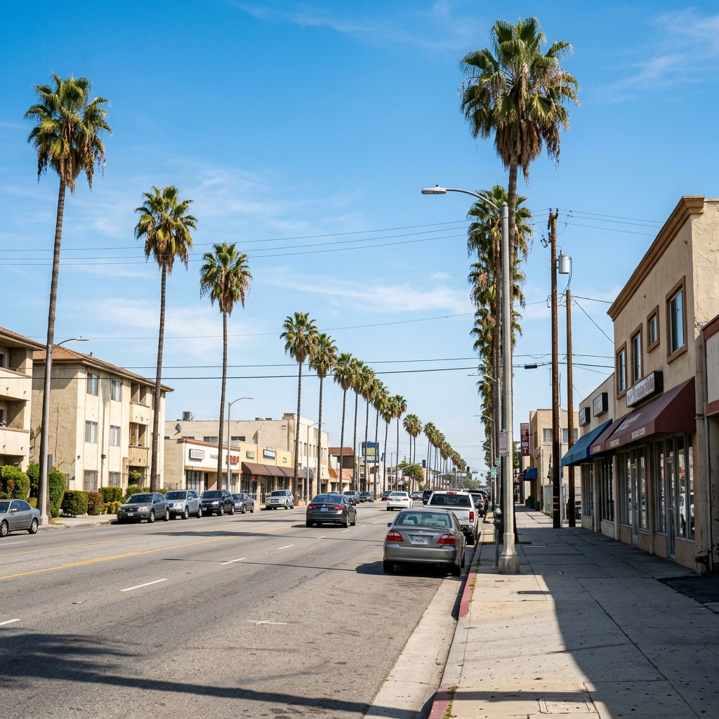 Upscale residential neighborhood in Sherman Oaks, CA with hillside homes and tree-lined streets south of Ventura Boulevard