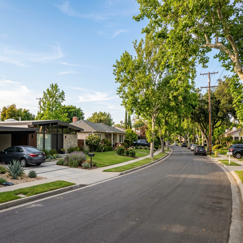 Upscale residential neighborhood in Studio City, CA with canyon homes and entertainment-industry character near CBS Studio Center